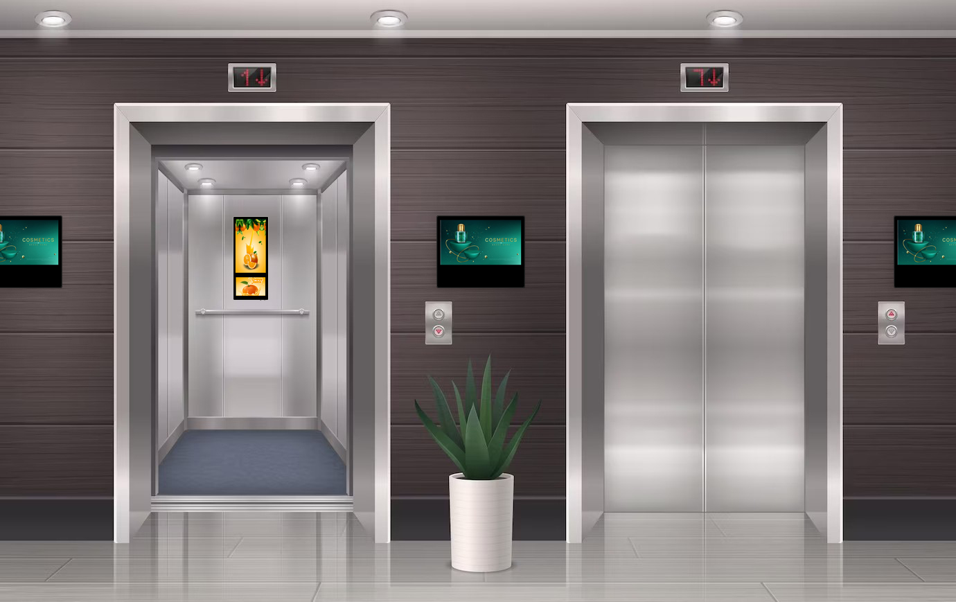 Schermo LCD pubblicitario digitale ascensore