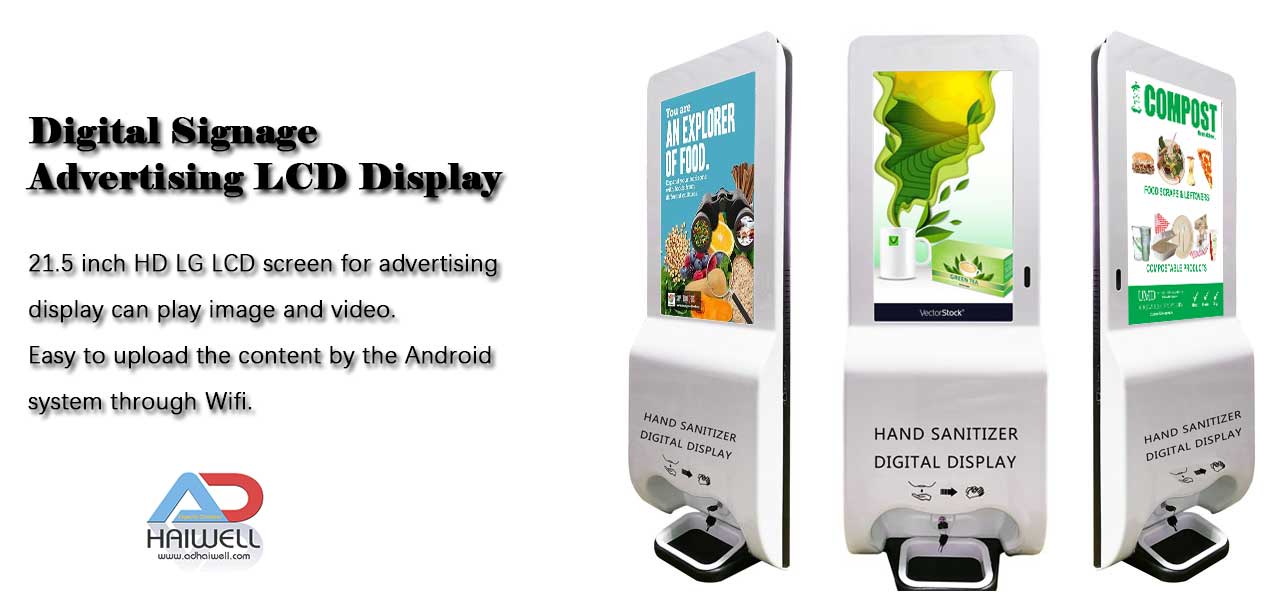 Digital-Signage-Pubblicità-LCD-Display-mano-disinfettante