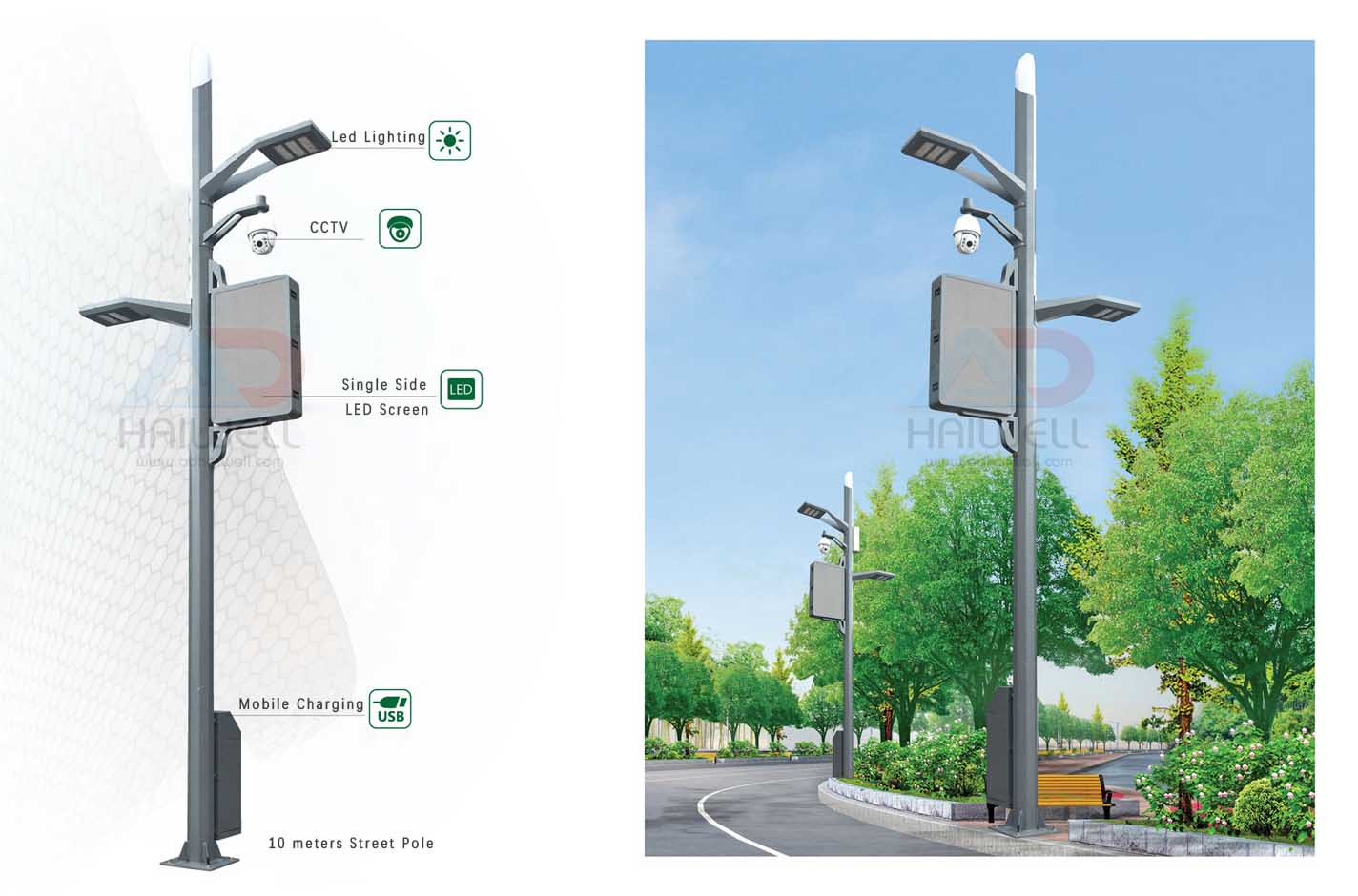illuminazione a LED del lampione stradale intelligente della città