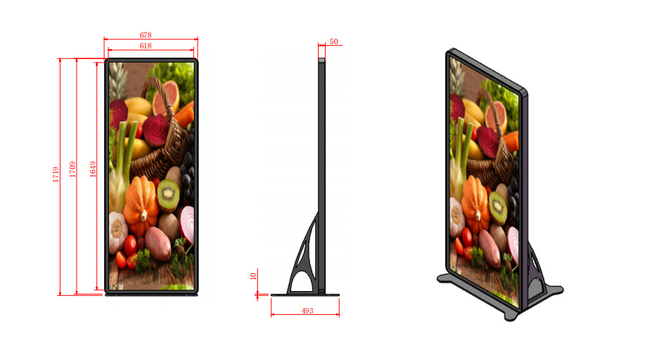 68 pollici lcd-stand-standing-lcd-digital-signage