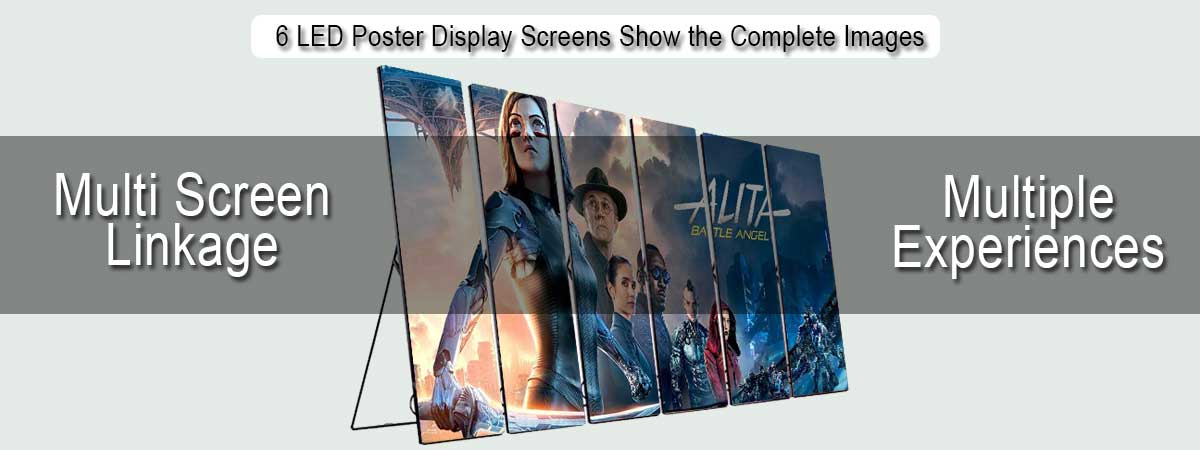6 schermate di visualizzazione poster a LED mostrano contemporaneamente l'immagine completa