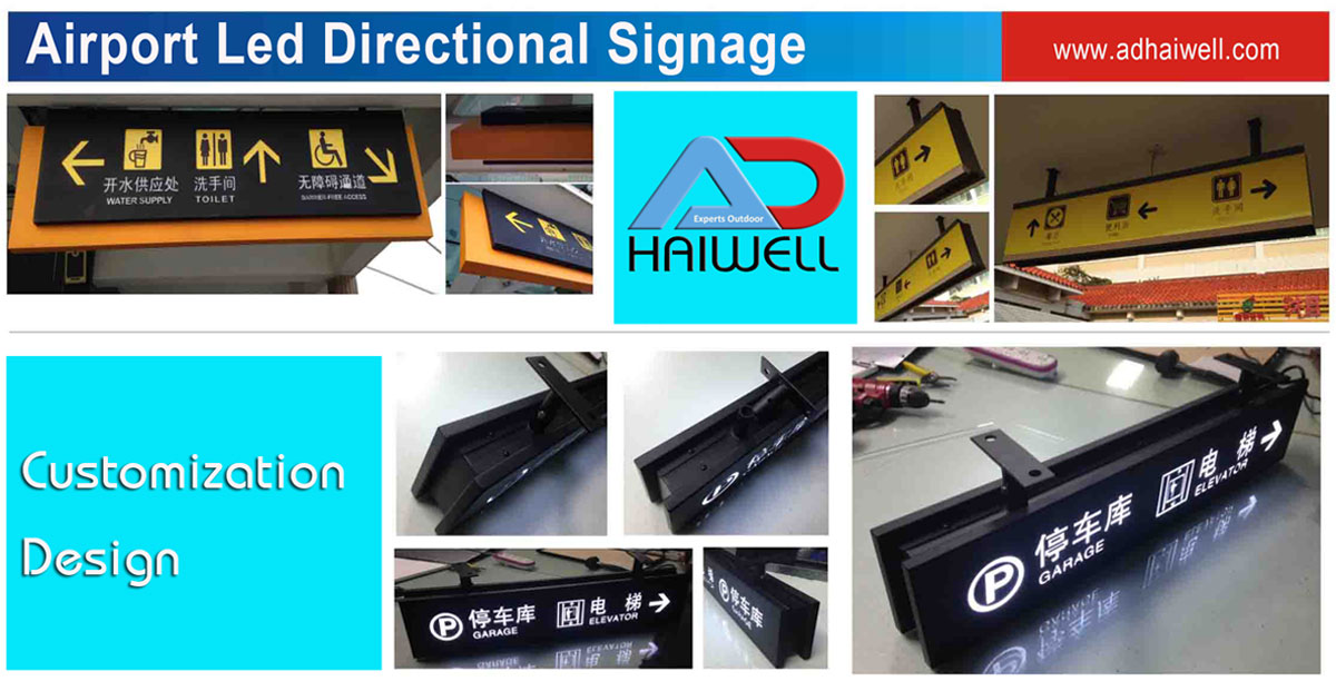 Progettazione di personalizzazione di segnaletica direzionale per aeroporto a LED
