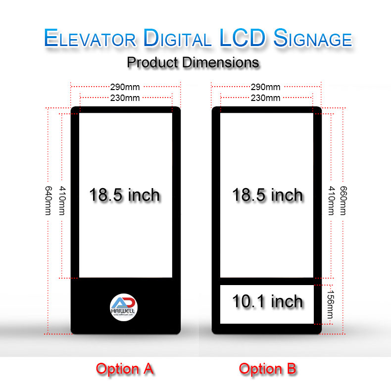 Display multimediale LCD ascensore da 18,5 pollici